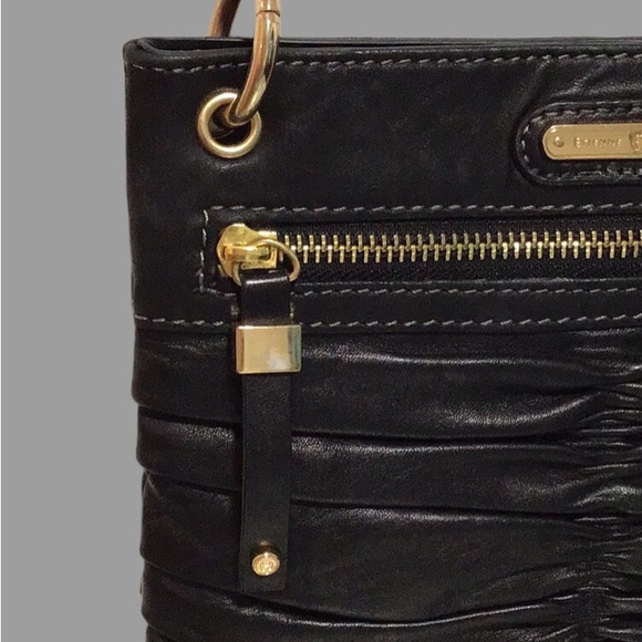 ETIENNE AIGNER Ruched Genuine Leather Crossbody Bag, Black - Picture 5 of 7